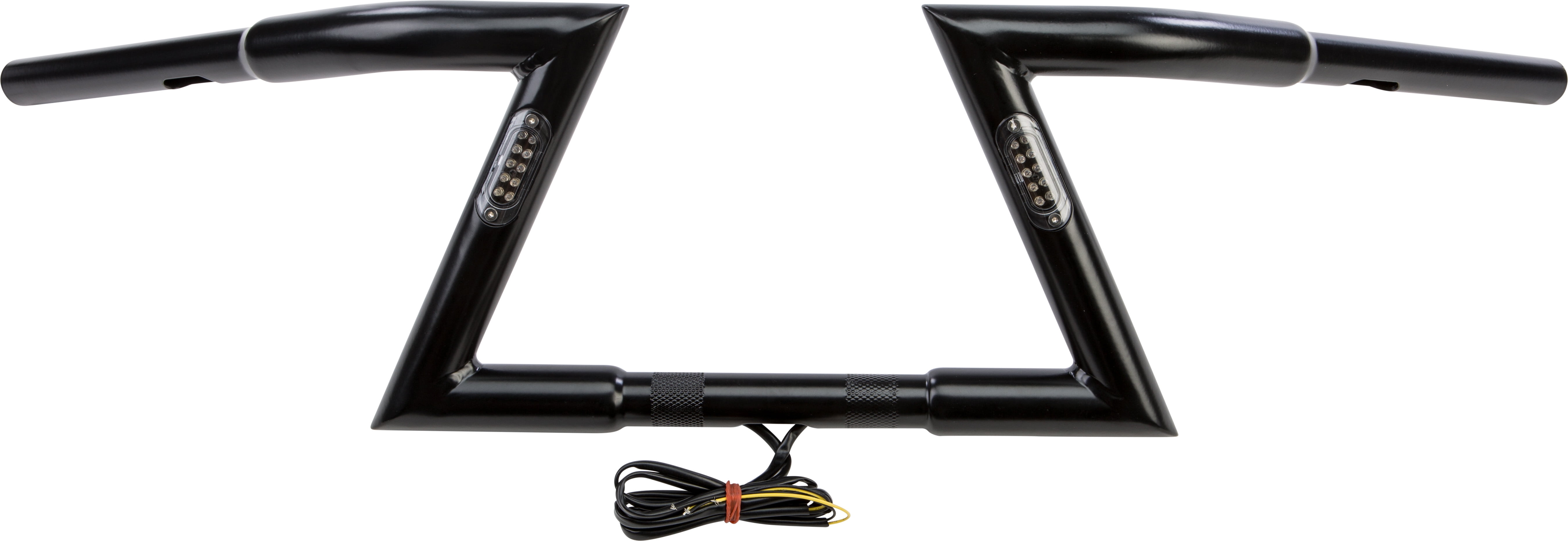 MATTE BLACK Z BARS 8" RISE W/LED MARKER LIGHT Harddrive Parts 245272