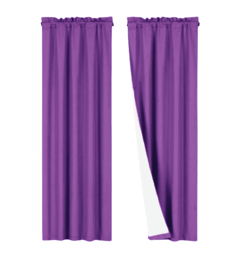 Gorgeous Home Linen Matte Microfiber Rod Pocket Blackout Curtains, 37x95, Purple, 2-Pack