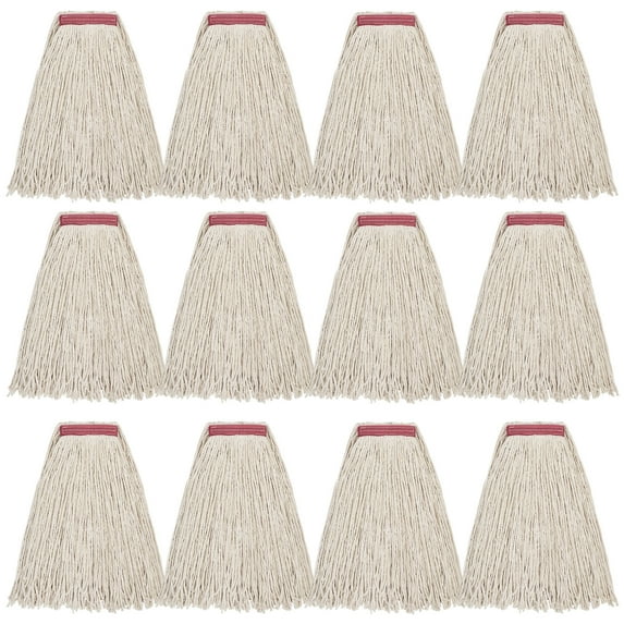 MATTHEW CLEANING 16oz 12Pack Cotton Floor Mop,Cotton Cut End String Heavy Duty String Mop Refills, Universal Headband Blend Mop,Mop Head Replacement for Home, Industrial and Commercial Use(White)