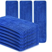 MATTHEW CLEANING 18'' Microfiber Mop Replacement Pads Heads for Wet Dry Reusable Mops Floor Home Commercial Cleaning Refills, Machine Washable Fits Any Microfiber Flat Mop System Blue (6 Packs)