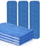 MATTHEW CLEANING 18'' Microfiber Spray Mop Replacement Pads Heads for Wet Dry Reusable Mops Floor Home Commercial Cleaning Refills, Machine Washable Fits Fit Most Spray Mops Blue (3 Packs)