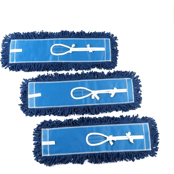 MATTHEW CLEANING 24'' Industrial Strength Cotton Dust Mop Refill Washable Replacement Heads For Residential & Commercial Use Fit Standard Dust Mop Frames, Hardwood, Laminate, Concrete Floors 3 Pack