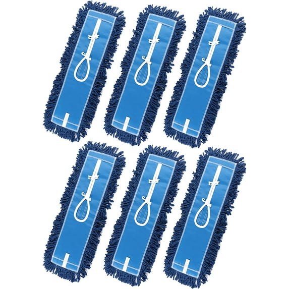 MATTHEW CLEANING 24'' Industrial Strength Cotton Dust Mop Refill Washable Replacement Heads For Residential & Commercial Use Fit Standard Dust Mop Frames, Hardwood, Laminate, Concrete Floors 6 Pack