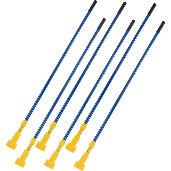 MATTHEW CLEANING Commercial Quick-Change Iron Mop Handle for Floor Cleaning Heavy Duty Mop Stick Replacement 60inch Jaw Clamp-Style Wet Mop Gripper Holder Handle 6 Packs