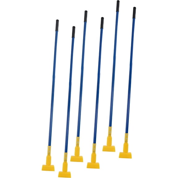 MATTHEW CLEANING Commercial Quick-Change Iron Mop Handle for Floor Cleaning Heavy Duty Mop Stick Replacement 60inch Jaw Clamp-Style Wet Mop Handle 6 Packs