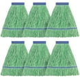 thumbnail image 1 of MATTHEW CLEANING Heavy Duty Mop Head Commercial Replacement for General and Floor Cleaning , Wet Industrial Blue Cotton Looped End String Head Refill (Pack of 6) Green, 1 of 7