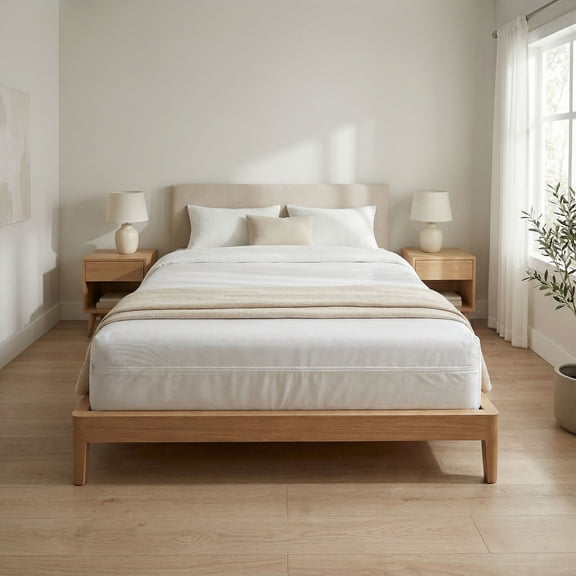 Home Details Full Size Zippered Mattress Cover White Color - Waterproof PVC Encasement | 10.5 Inch Deep Pocket | Complete Protection