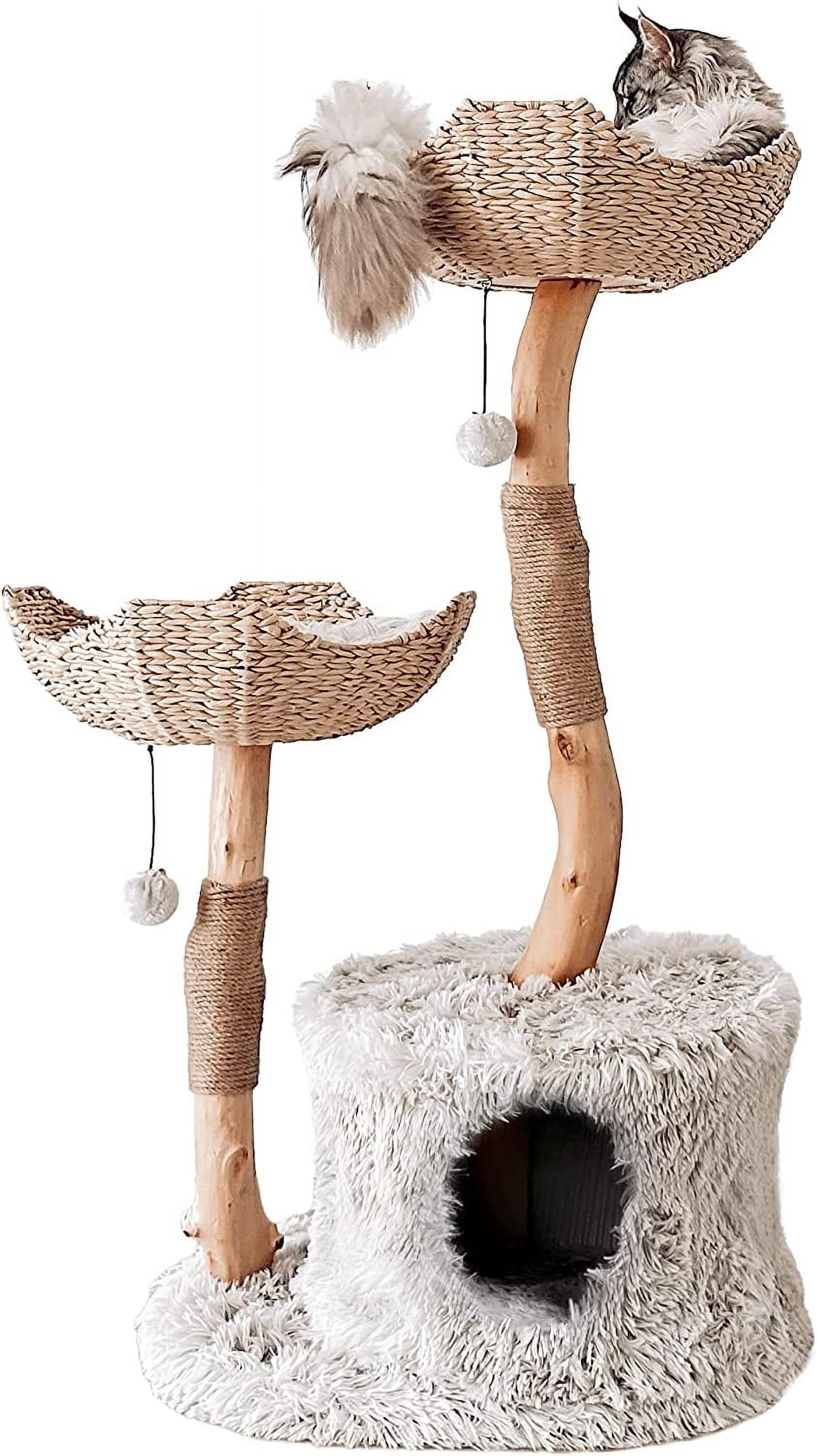 MAU Modern Cat Tree Tower for Large Cats, Real Branch Luxury Cat Condo