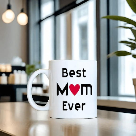 MAUAG Best Mom Ever Coffee Mug 11oz Insulated Cup with Red Heart Design Microwave Dishwasher Unique Mother s Day Birthday Mom Mother Mama Coffee Cup
