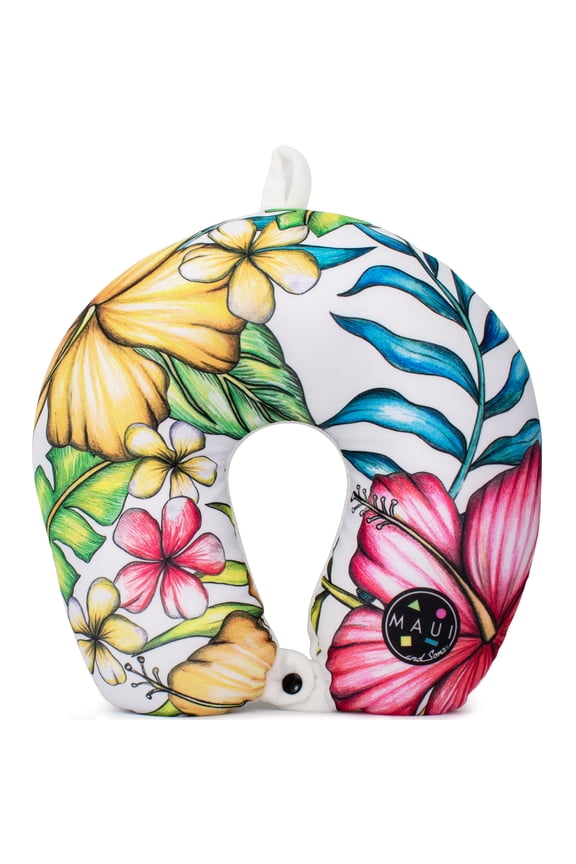 White Hawaiian Blow Up Polyester Neck Pillows