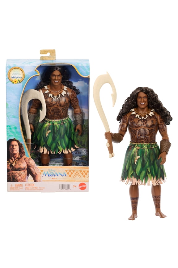 Mattel Disney Moana Maui Doll with Removable Fashion & 4 Accessories, Inspired by Live Action Movie