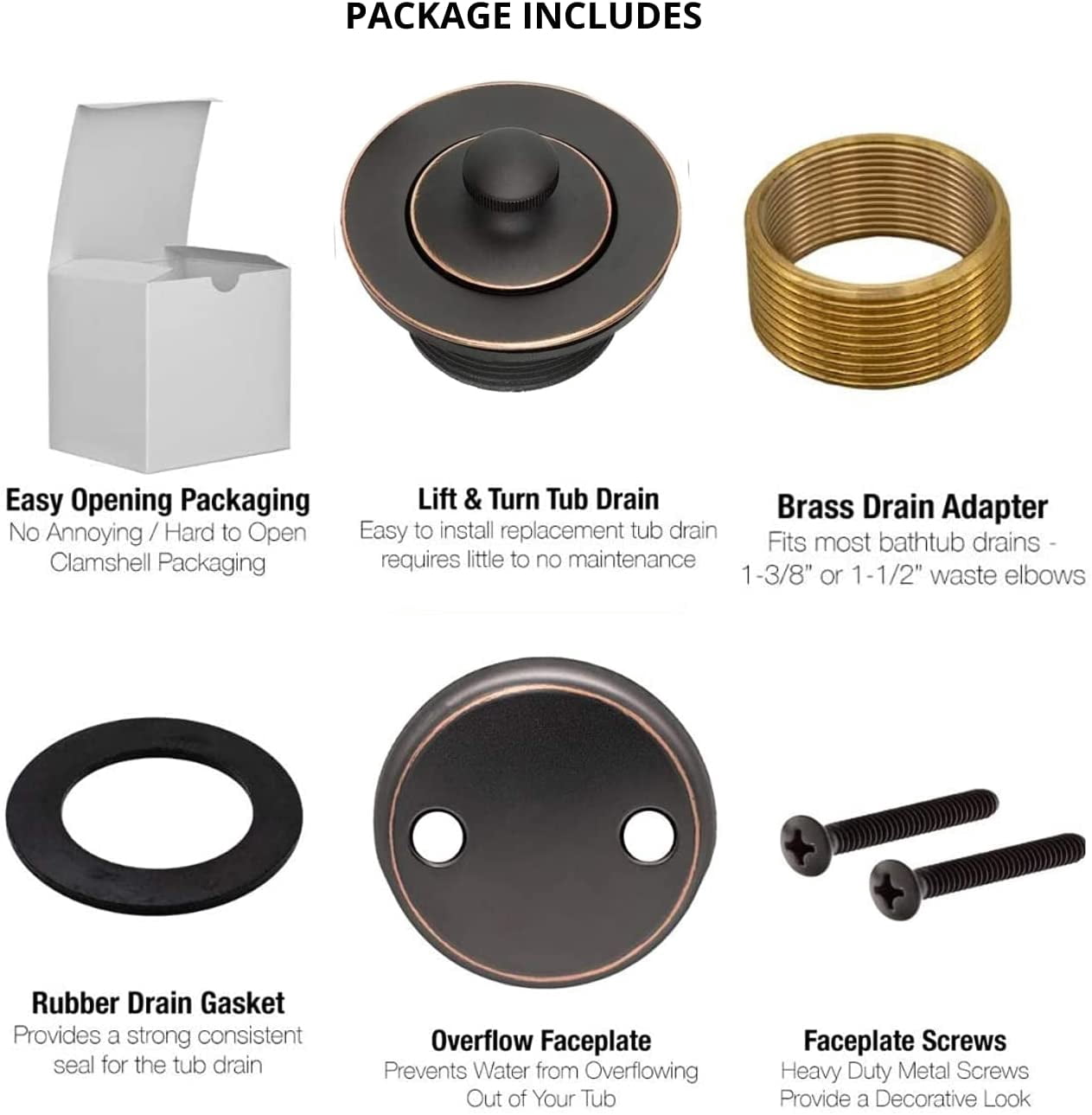 MAUI - Lift & Turn Style Conversion Kit for Bathtub Drain Assembly, All ...