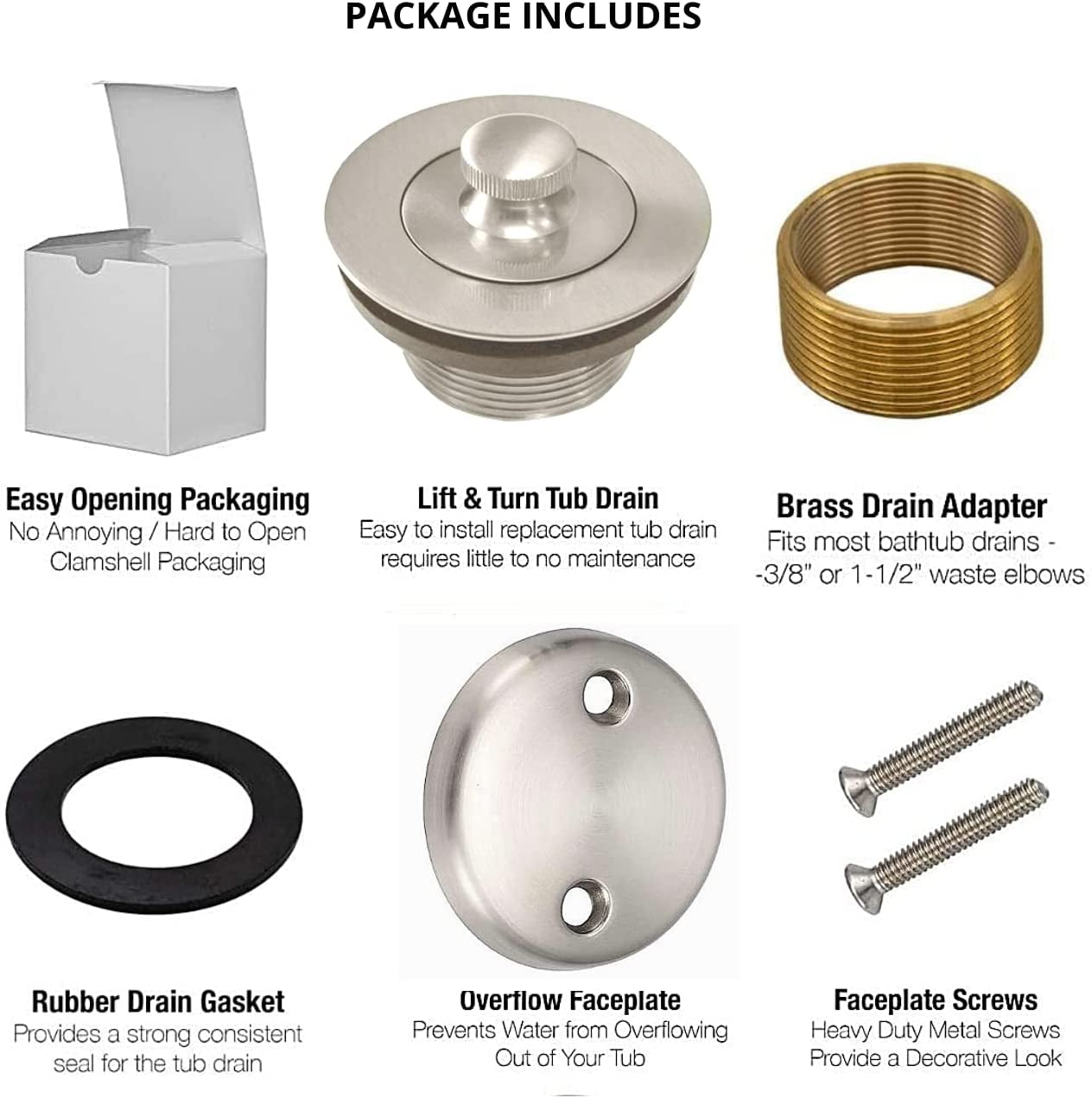 MAUI Lift & Turn Style Conversion Kit for Bathtub Drain Assembly, All