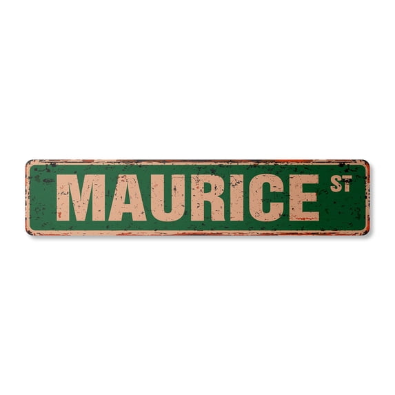 MAURICE Vintage Aluminum Street Sign Childrens Name Room Metal Sign rustic metal tin | Indoor/Outdoor | 18" Wide