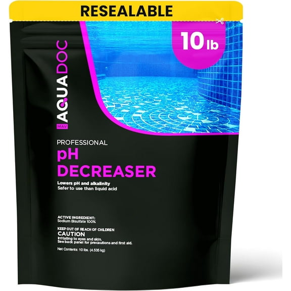 MAV AquaDoc pH Down for Pools - 10lb - Sodium Bisulfate pH Decreaser for Pool & Alkalinity Decreaser - Easy Dissolving Dry Acid Pool Chemicals Made in The USA