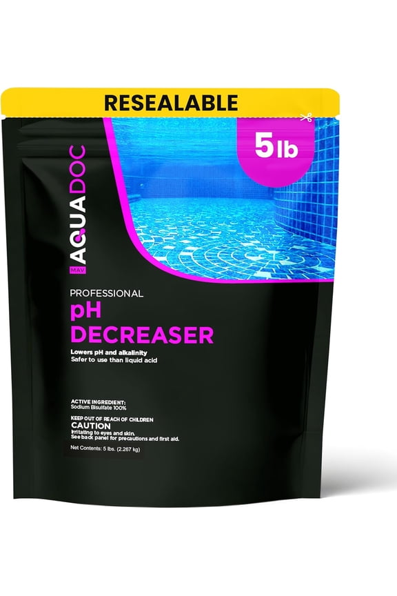 MAV AquaDoc pH Down for Pools - 5lb - Sodium Bisulfate pH Decreaser for Pool & Alkalinity Decreaser - Easy Dissolving Dry Acid Pool Chemicals Made in The USA