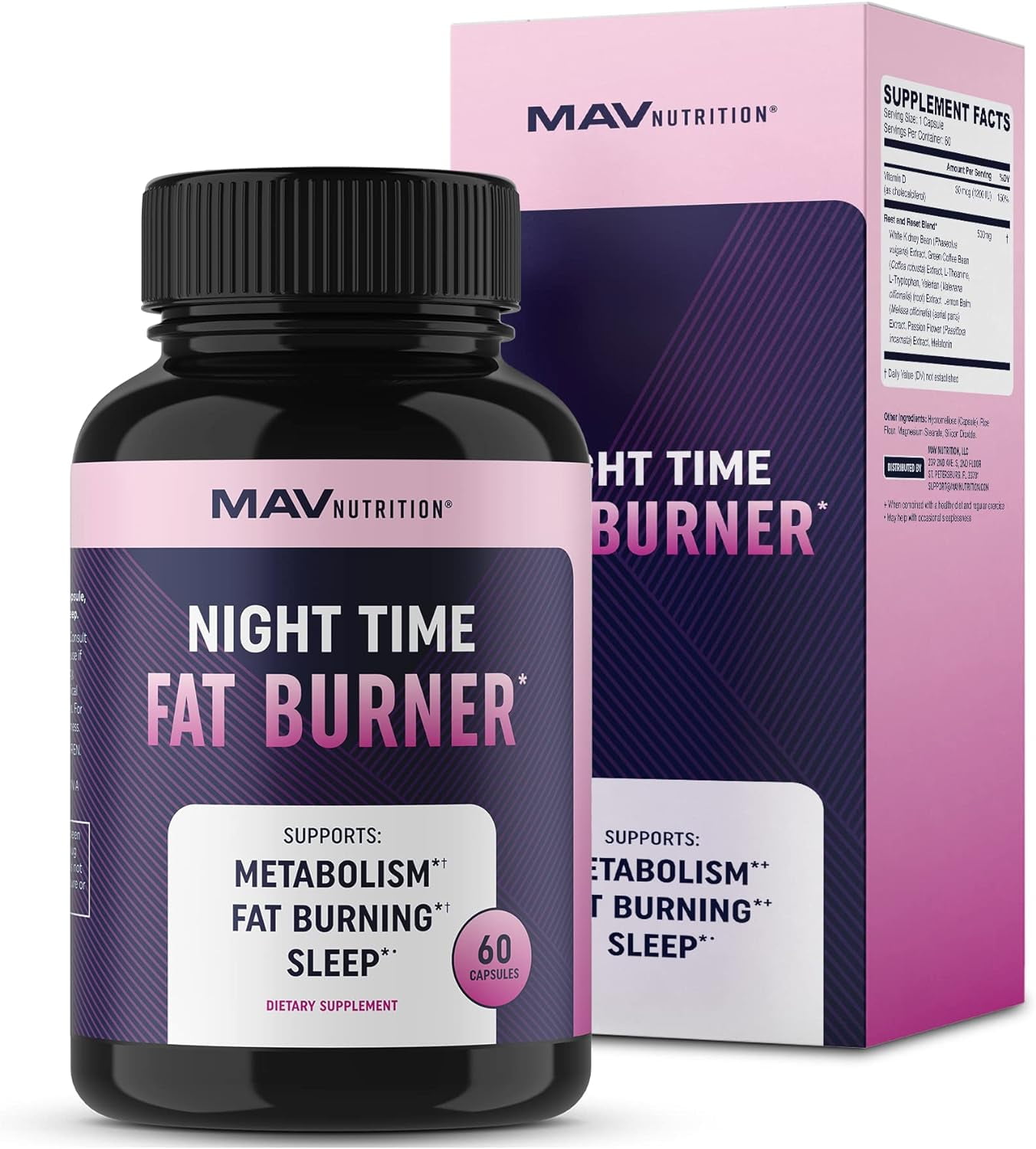 MAV NUTRITION Weight Loss Pills Night Time Fat Burner for Women & Men