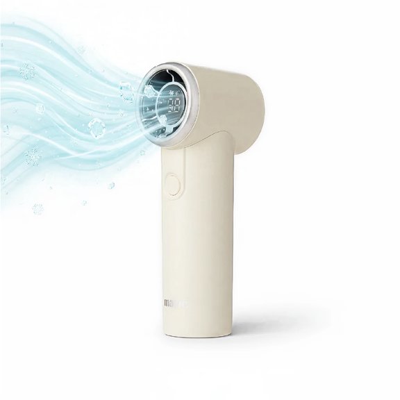 MAVIÉ Portable Handheld Turbo Fan, Rechargeable Mini Personal Fan, Pocket Size With 5 Speeds & LED Display, Low Noise & Long Battery Life, With Wrist Strap for Travel, Outdoor, Beach, Makeup (Beige)