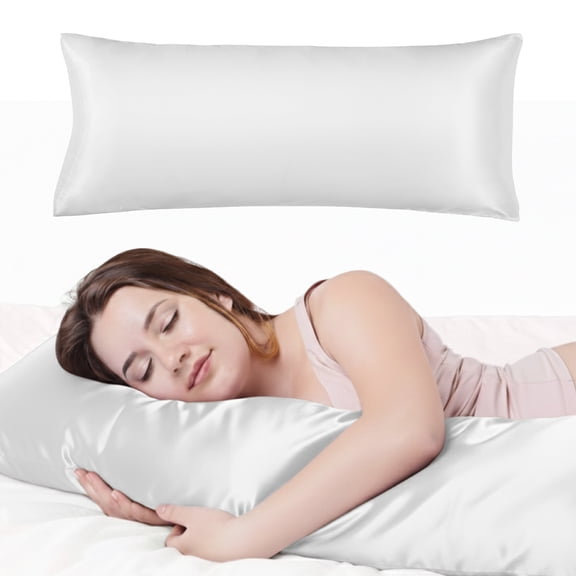 MAVIÉ Satin Pillowcase – Body 20" x 54" – Ultra Soft Cooling Pillow Case for Hair & Skin, Envelope Closure, Single Pack Pure White