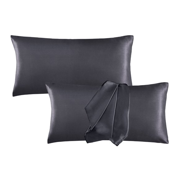 MAVIÉ Satin Pillowcase Set – King 20" x 36" – Ultra Soft Cooling Pillow Cases for Hair & Skin, Envelope Closure, 2 Pack Dark Grey
