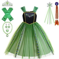 MAVLLY Anna Costume for Girls Princess Anna Dress Up Cloths for Little Girls Birthday Christmas Halloween Cosplay 2-8 Years