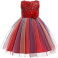 thumbnail image 1 of MAVLLY Flower Girls Sequin Party Dress Rainbow Mesh Tulle Princess Lace Ball Gown Prom, 1 of 16