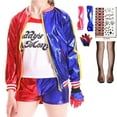 thumbnail image 1 of MAVLLY Harley Quinn Costume for Girls Cosplay Suicide Harleen Quinzel Kids Girls Quinn Squad T Shirt Joker Jacket Halloween Costume, 1 of 7