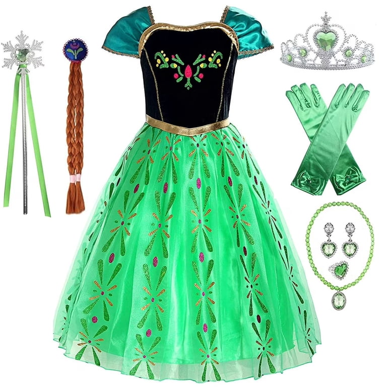 Mavlly, Princess Anna Costume, Green, Toddler Girls Halloween