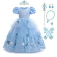 thumbnail image 1 of MAVLLY Princess Cinderella Dresses for Girls Halloween Party Cosplay Long Evening Costume Toddler Puffy Sleeve Blue Fancy Outfit  3-12 Years, 1 of 7