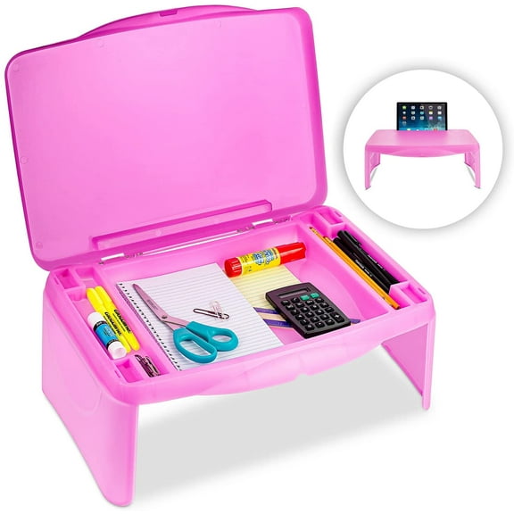 MAVOCRAFT Folding Lap Desk, Laptop Desk, Breakfast Table, Bed Table, Serving Tray, (Pink)