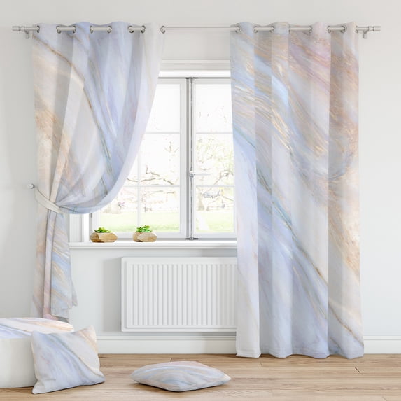 MAWCLOS 2Pcs Window Curtain Thermal Insulated Drapes UV Protection Grommet Curtains Energy Efficient 2Pc Modern Panels Marble Blackout Marble-14 W:41" x H:91" *2 Panels