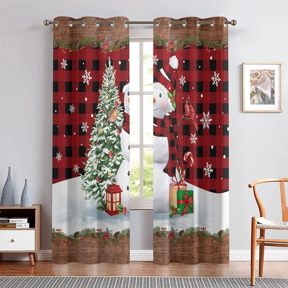 MAWCLOS Christmas Thermal Insulated Room Darkening Curtain Grommet Window Curtain Blackout Window Treatments Eyelet Ring Top Window Drapes Style E 52x72in-2PCS
