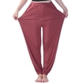 thumbnail image 1 of MAWCLOS Ladies Plus Size Pant High Waist Lounge Trousers Oversized Yoga Pants Women Loose Pajama Bottoms Workout Brick Red XXL, 1 of 3