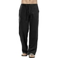 thumbnail image 1 of MAWCLOS Men Solid Color Trouser Elastic Waist with Drawstring Harem Casual Loose Sport Pants, 1 of 4