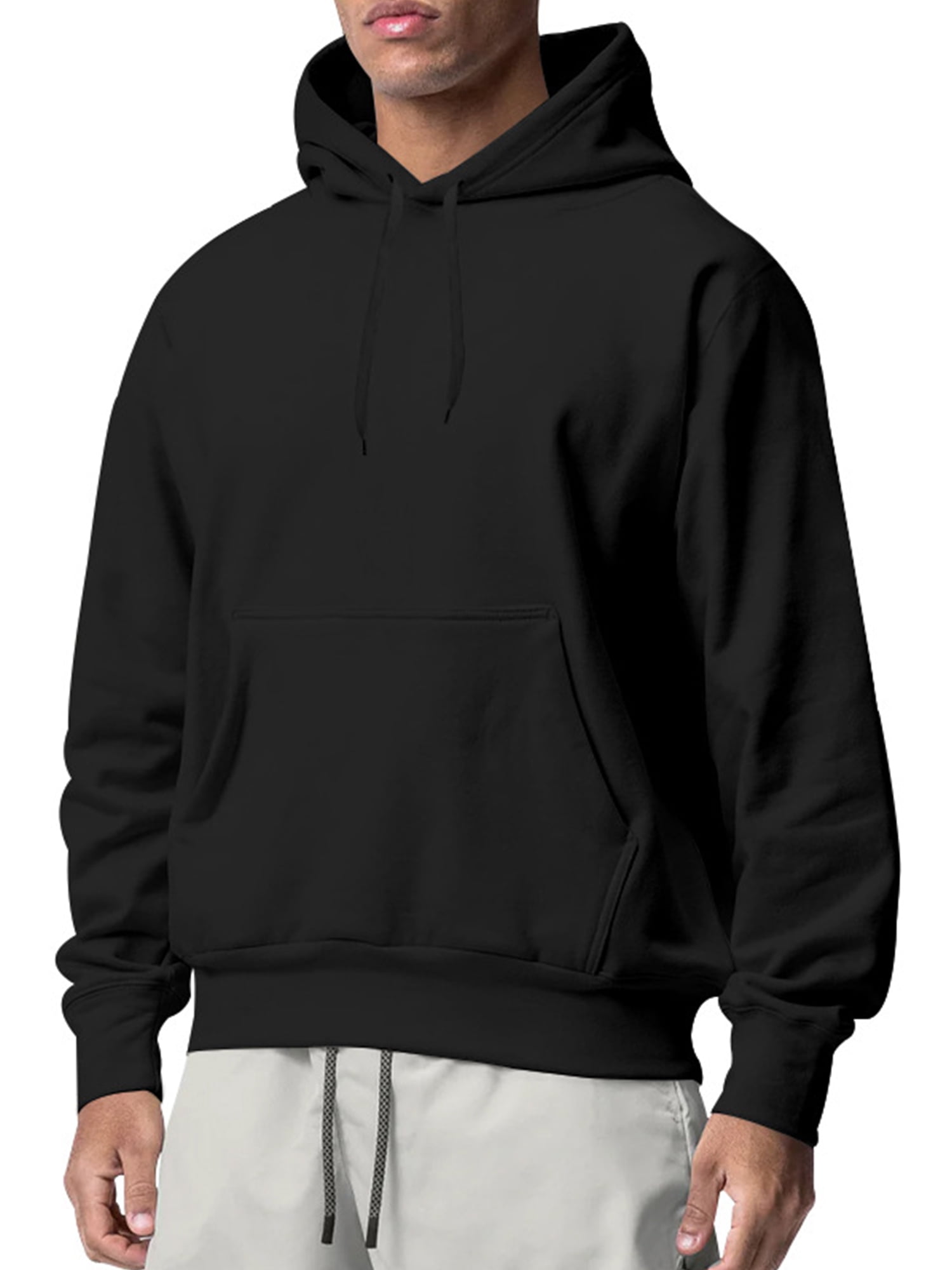 MAWCLOS Men's Hooded Sweatshirt Solid Color Sweatshirts Drawstring ...