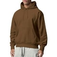 thumbnail image 1 of MAWCLOS Men's Hooded Sweatshirt Solid Color Sweatshirts Drawstring Hoodies Men Thick Pullover Fall Hoodie Tops Camel S, 1 of 2