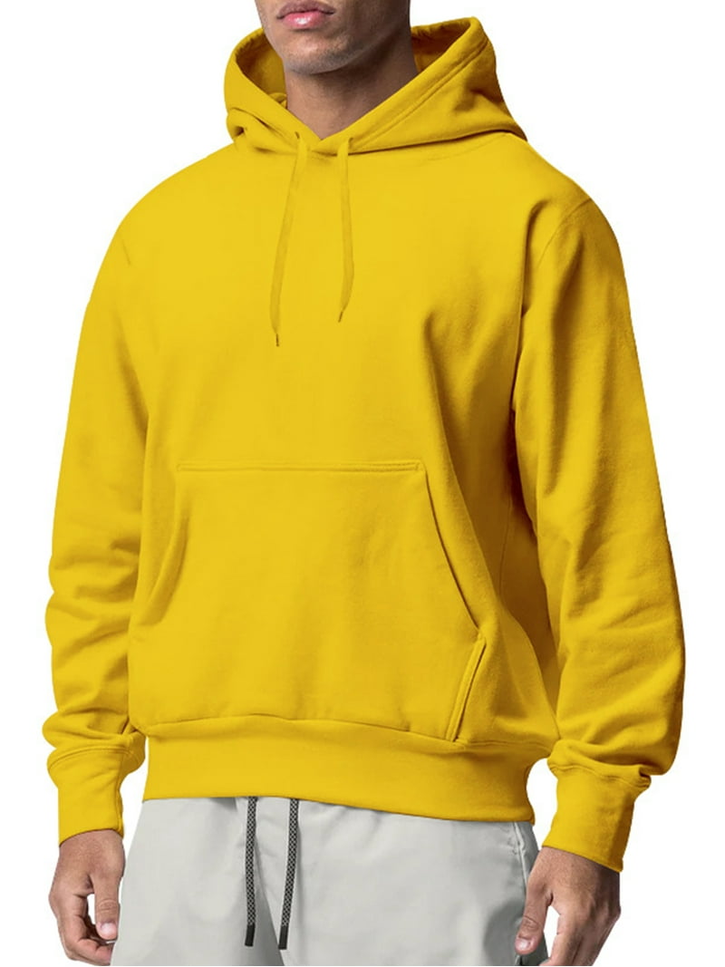 MAWCLOS Men's Hooded Sweatshirt Solid Color Sweatshirts Drawstring