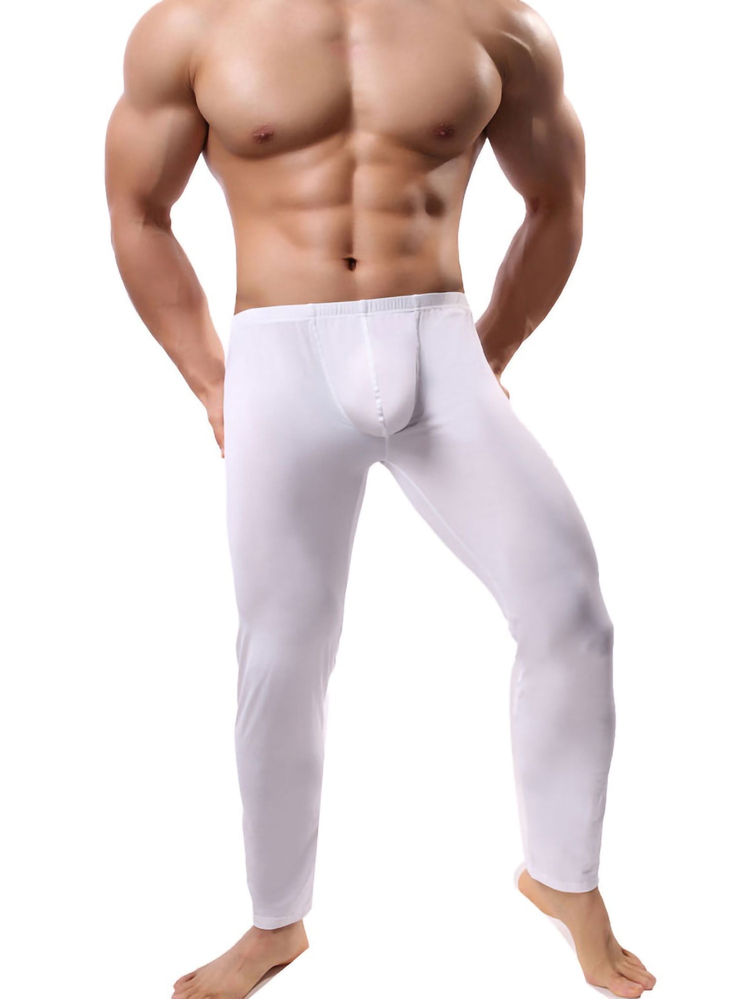 MAWCLOS Mens Tight Long Underwear Sexy Long Pants Sexy Tight Underwear