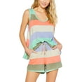 thumbnail image 1 of MAWCLOS Summer Women Sleepwear Stripe Rrainbow Print Comfort Cute Pajamas Set Ladies Tank Top Shorts 2PCS PJ Outfits Drawstring Lounge Sets, 1 of 7
