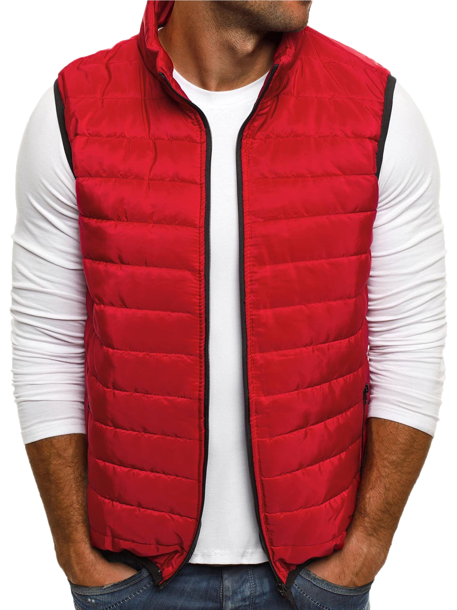 MAWCLOS Vest Coat for Men Cotton Jacket Sleeveless Solid Color