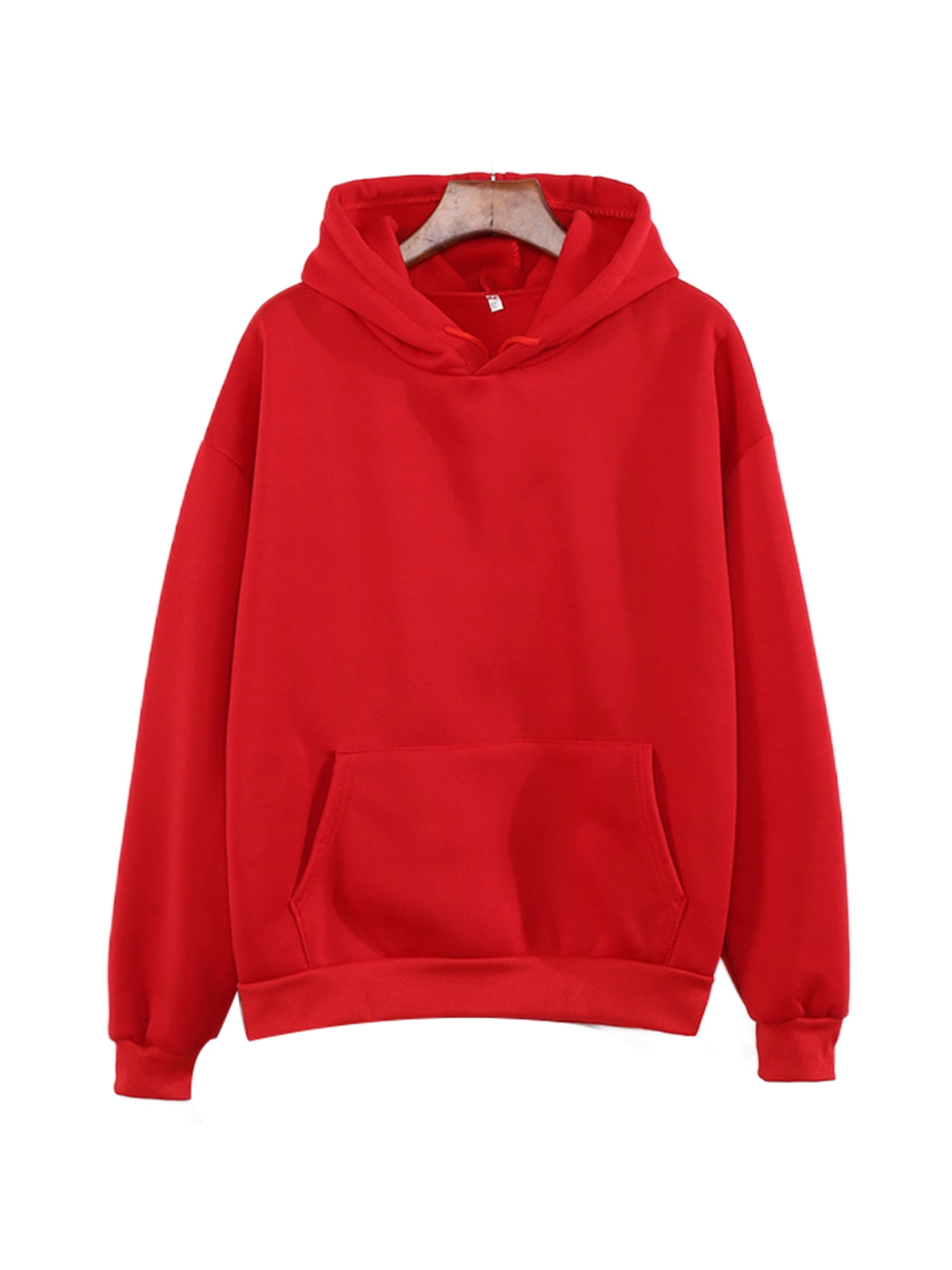 MAWCLOS Women Hooded Tops Collared Fleece Hoodies Solid Color