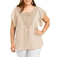 thumbnail image 2 of TIYOMI Womens Plus Size Summer Tops 3x Henley Shirts Buttons Down Basic Solid Short Sleeve Tees Wine Red Crewneck T-shirts For Women Casual Tunics 3XL 20W 22W 2 of 10