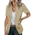 thumbnail image 1 of MAWCLOS Women Short Sleeve Outwear Slim Work Blazers Button Daily Life Summer Cardigan Jacket Coat Khaki 3XL, 1 of 3