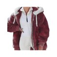 thumbnail image 1 of MAWCLOS Women's Winter Plush Jacket Zip Up Long Sleeve Hooded Outwear Pocket Coat, 1 of 2