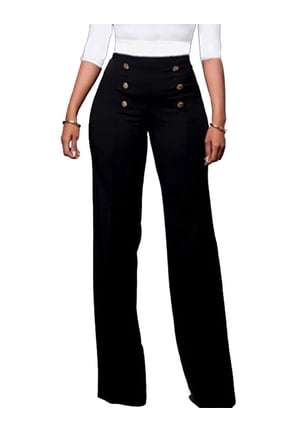 Womens Stretchy Dresses Pants Casual Work Slacks Business Button Front Workwear Straight Leg Bootcut Yoga Trousers