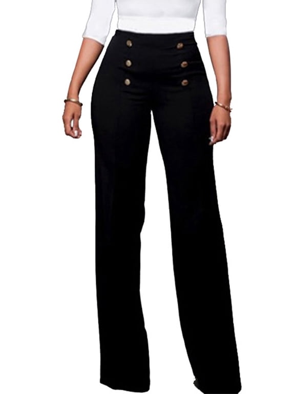 Womens Stretchy Dresses Pants Casual Work Slacks Business Button Front Workwear Straight Leg Bootcut Yoga Trousers