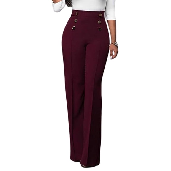 Sexy Dance Womens Stretchy Dresses Pants Casual Work Slacks Business Button Front Workwear Straight Leg Bootcut Yoga Trousers