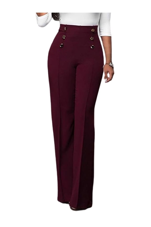 Womens Stretchy Dresses Pants Casual Work Slacks Business Button Front Workwear Straight Leg Bootcut Yoga Trousers