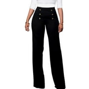 MAWCLOS Womens Stretchy Dresses Pants Casual Work Slacks Business Button Front Workwear Straight Leg Bootcut Yoga Trousers
