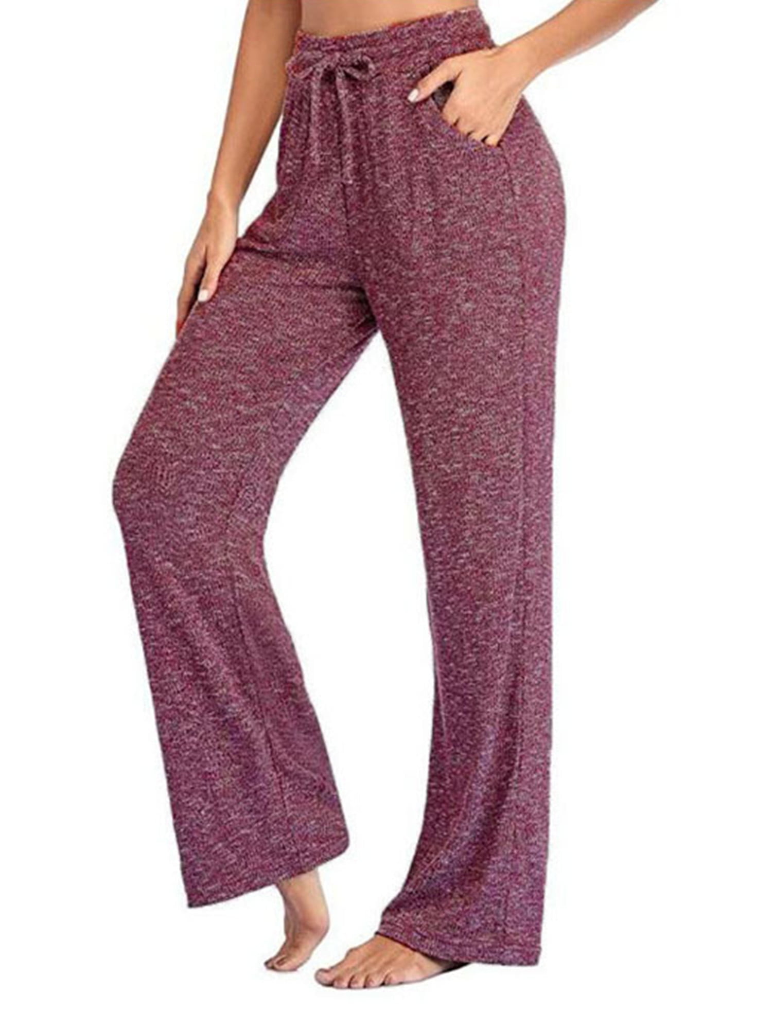 MAWCLOS Women's Pajama Pants Soft Solid Color Tapered Lounge Pants